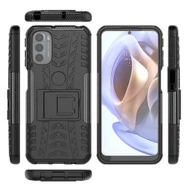 Iskunkestävä kuori jalustalla Motorola Moto G41 - Musta
