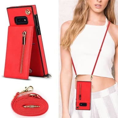 Zipper kaulakorukotelo Samsung Galaxy S10e - Punainen