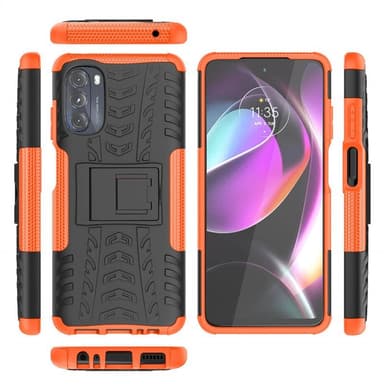 Iskunkestävä kuori jalustalla Motorola Moto G82 5G - Oranssi