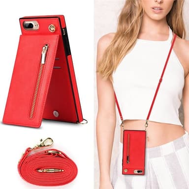 Zipper kaulakorukotelo Apple iPhone 7 Plus - Punainen