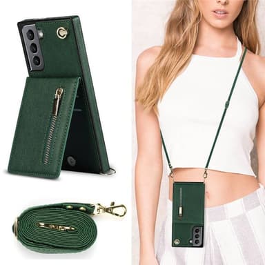 Zipper kaulakorukotelo Samsung Galaxy S21 - Vihreä