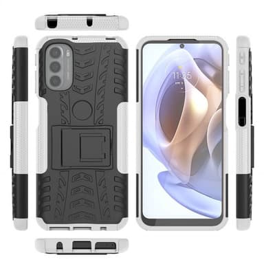 Iskunkestävä kuori jalustalla Motorola Moto G41 - Valkoinen