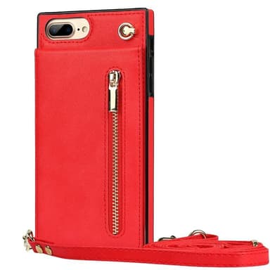 Zipper kaulakorukotelo Apple iPhone 8 Plus - Punainen