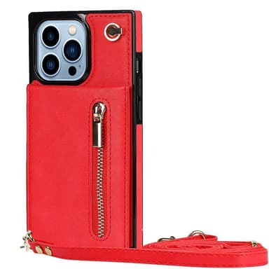 Zipper kaulakorukotelo Apple iPhone 13 Pro Max - Punainen