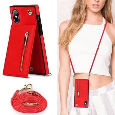 Zipper kaulakorukotelo Apple iPhone X / XS - Punainen