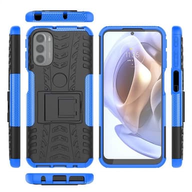 Iskunkestävä kuori jalustalla Motorola Moto G31 - Sininen