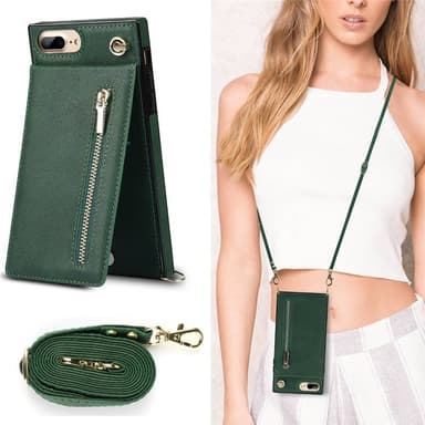 Zipper kaulakorukotelo Apple iPhone 7 Plus - Vihreä