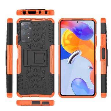 Iskunkestävä kuori jalustalla Xiaomi Redmi Note 11 Pro 5G - Oranssi