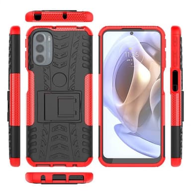 Iskunkestävä kuori jalustalla Motorola Moto G41 - Punainen