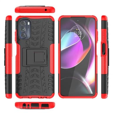 Iskunkestävä kuori jalustalla Motorola Moto G52 - Punainen