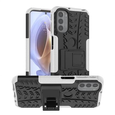 Iskunkestävä kuori jalustalla Motorola Moto G41 - Valkoinen