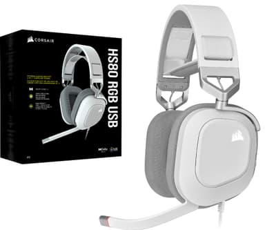 Corsair HS80 RGB USB pelikuulokkeet (valkoinen)
