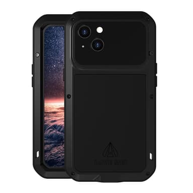 iPhone 13 LOVE MEI Tehokas iskunkestävä kotelo metalli+silikoni+karkaistu lasi