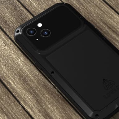 iPhone 13 LOVE MEI Tehokas iskunkestävä kotelo metalli+silikoni+karkaistu lasi