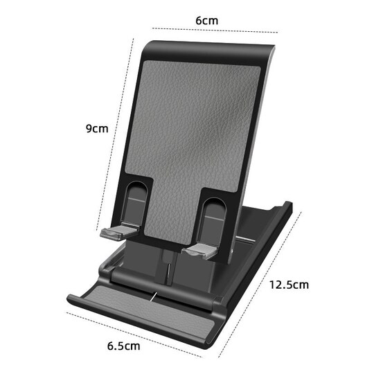 Säädettävä jalusta matkapuhelimelle tai tabletille Musta Telefoner/surfplattor under 12,9 tum