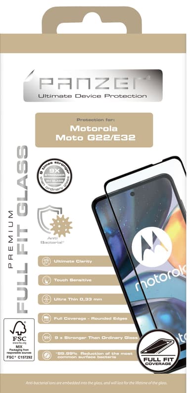 Panzer Full-Fit näytönsuoja Motorola G22/E32/E32s