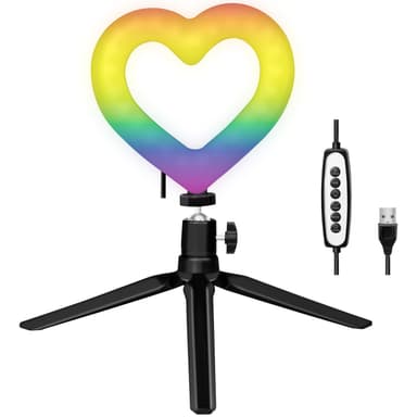Sormusvalo Sydämen muotoinen RGB pöytätelineellä