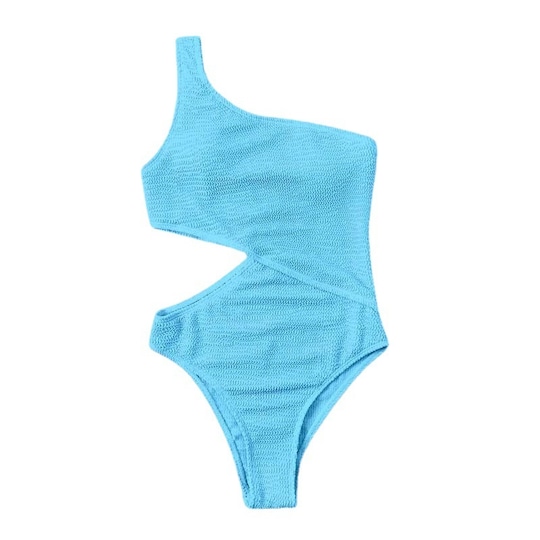 Naisten uimapuvut One Shoulder -mallilla Sininen M