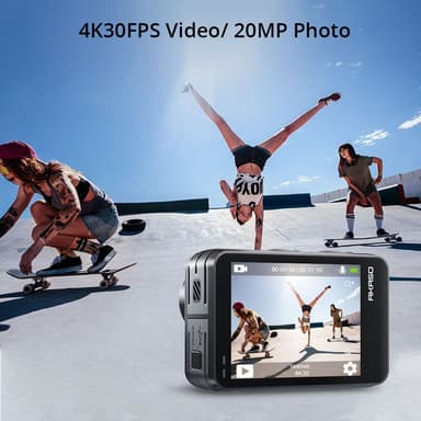 AKASO Brave 7 LE -kaksoisnäyttöinen 4K/30fps-toimintakamera, IPX7-vesitiivis