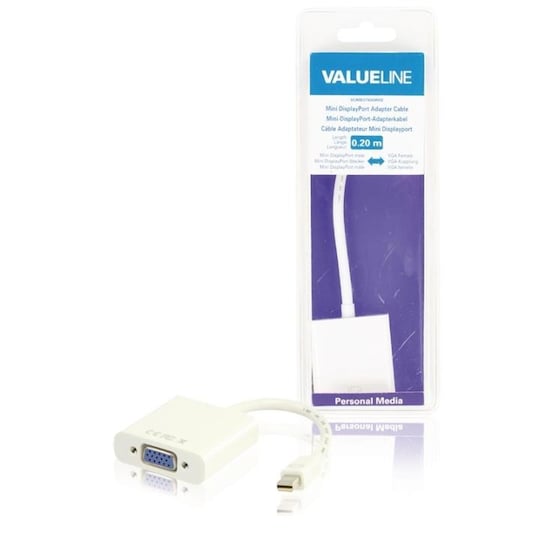 Mini DisplayPort Kaapeli Mini DisplayPort Uros - VGA Naaras 0.20 m Valkoinen