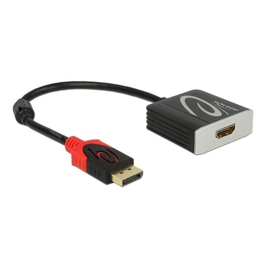 DeLOCK DisplayPort - HDMI-sovitin, aktiivinen, 4K 60 Hz, 0,2 m, musta