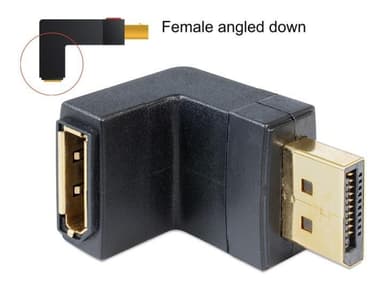 DeLOCK adapteri,DisplayPort naaras DisplayPort urokseen,kulmikas,musta