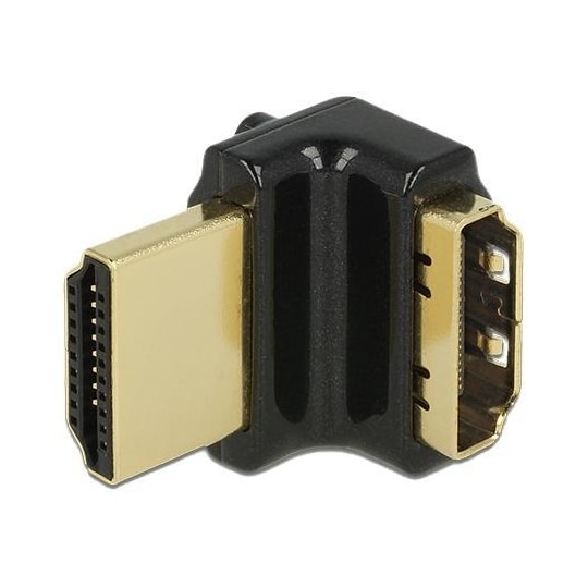 Delock HDMI-sovitin, 19-pin naaras-uros, kulmaliitin 90° ylös, m
