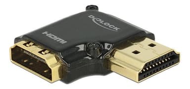 Delock HDMI-sovitin, 19-pin na-ur, kulmaliitin 90° oikealle, musta