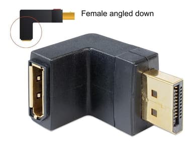 DeLOCK adapteri,DisplayPort naaras DisplayPort urokseen,kulmikas,musta
