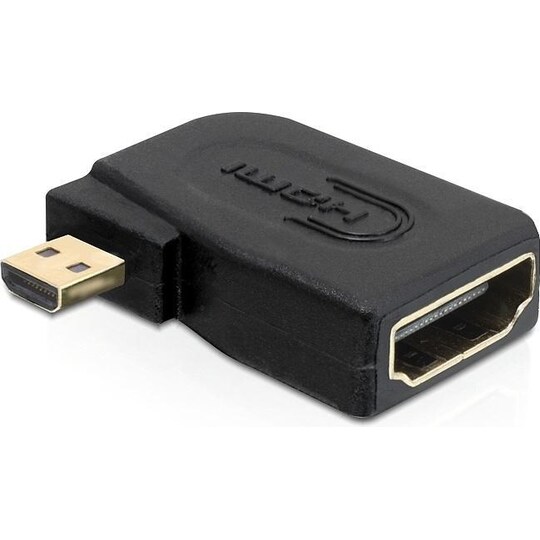 DeLOCK HDMI-sovitin, Micro HDMI uros - HDMI naaras, kulmaliitin, musta