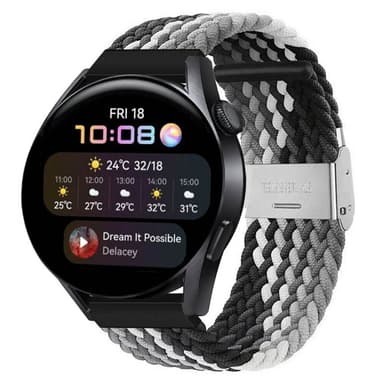 Punottu elastinen rannekoru Huawei Watch 3 (46mm) - Musta/Valkoinen