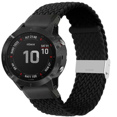 Punottu elastinen rannekoru Garmin Fenix 6X - musta