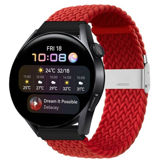 Punottu elastinen rannekoru Huawei Watch 3 (46mm) - darkred