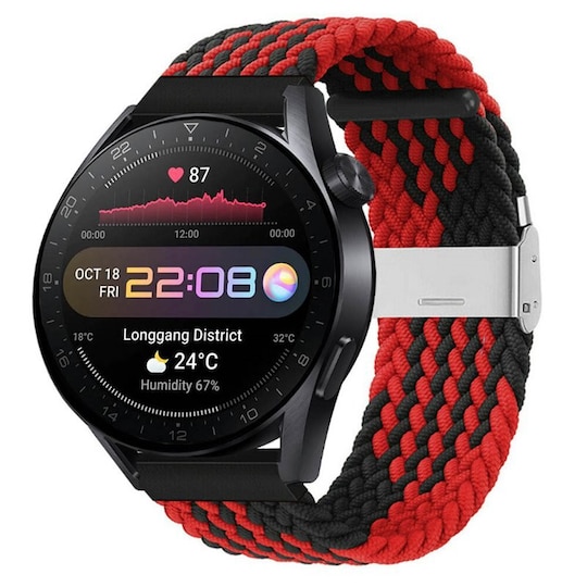 Punottu elastinen rannekoru Huawei Watch 3 Pro (48mm) - Punainen/Musta