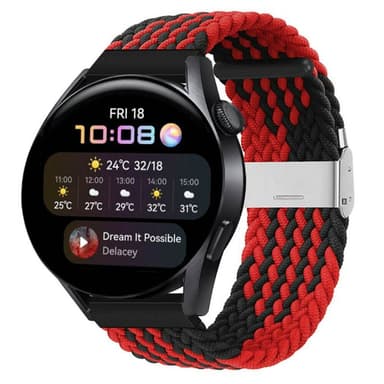 Punottu elastinen rannekoru Huawei Watch 3 (46mm) - Punainen/Musta