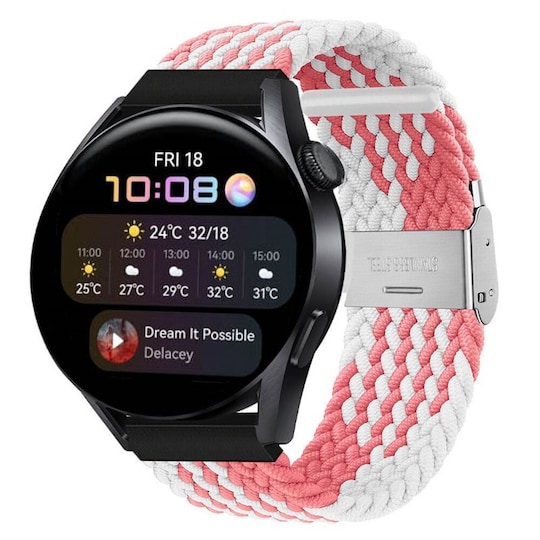 Punottu elastinen rannekoru Huawei Watch 3 (46mm) - pinkwhite