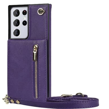 Zipper kaulakorukotelo Samsung Galaxy S21 Ultra - Violetti