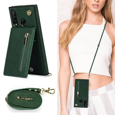 Zipper kaulakorukotelo Huawei P30 Lite - Vihreä