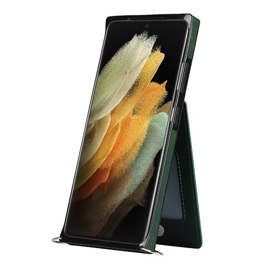 Zipper kaulakorukotelo Samsung Galaxy S21 Ultra - Vihreä