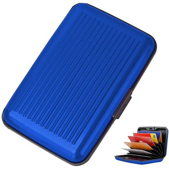 Alumiininen korttiteline RFID-suojauksella Sininen