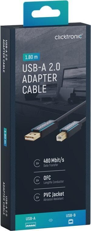 Sovitinkaapeli USB-A:sta USB-B 2.0:aan