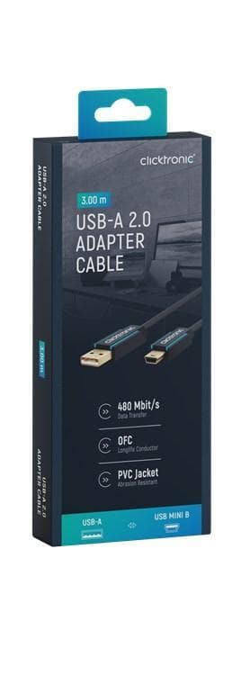 Sovitinkaapeli USB-A:sta Mini USB-B 2.0:aan