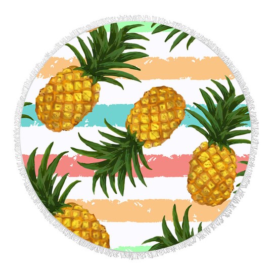 Pyöreä ultrapehmeä rantapyyhe ananasmaisella designilla Monivärinen