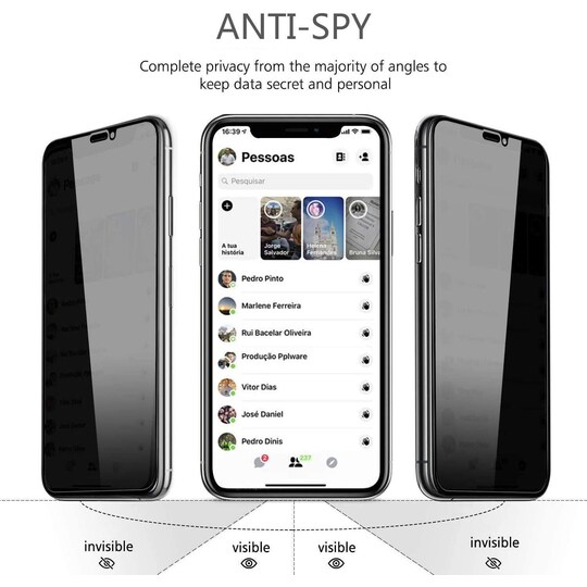 Yksityisyys näytönsuoja Musta iPhone11 Pro
