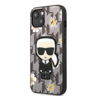 Karl Lagerfeld iPhone 13 Kuori Flower Monogram Iconic Patch Harmaa