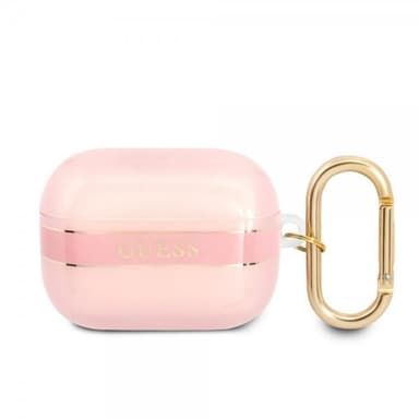 Guess AirPods Pro Kuori Printed Stripe & Gold Hook Vaaleanpunainen
