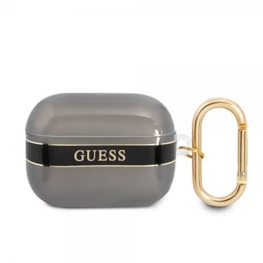 Guess AirPods Pro Kuori Printed Stripe & Gold Hook Musta