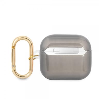 Guess AirPods 3 Kuori Printed Stripe & Gold Hook Musta