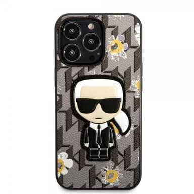 Karl Lagerfeld iPhone 13 Pro Max Kuori Flower Monogram Iconic Patch Harmaa