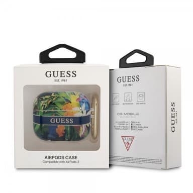 Guess AirPods 3 Kuori Flower Print & Gold Hook Sininen